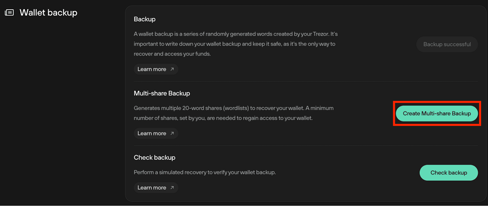 Nhấn Tạo Multi-share Backup