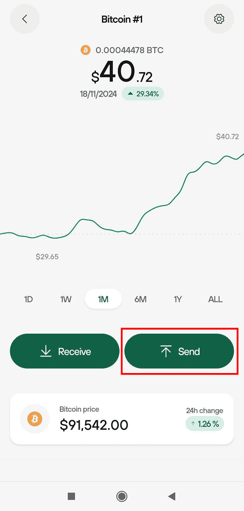 Mở chức năng gửi Bitcoin