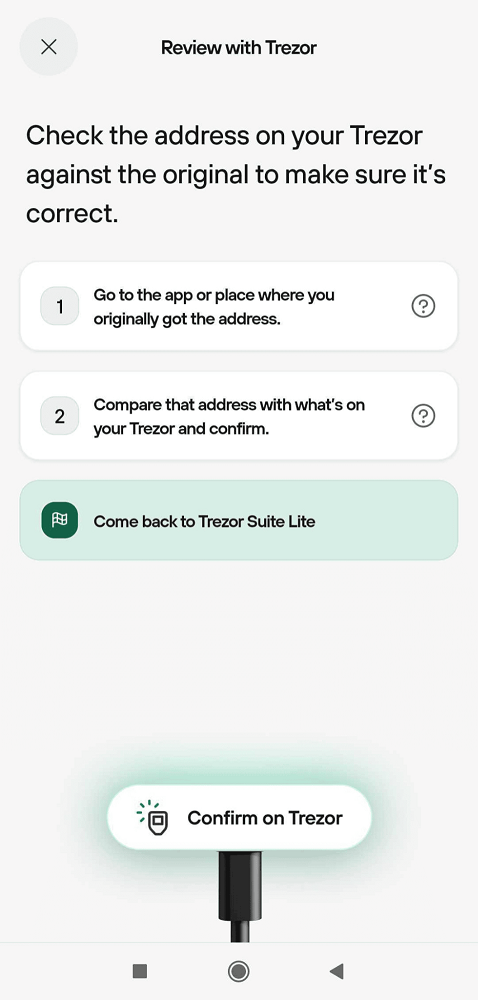X&aacute;c minh giao dịch tr&ecirc;n thiết bị Trezor