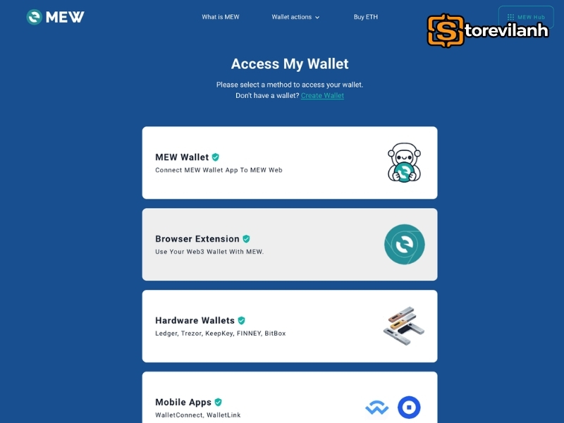 Chọn phương thức Hardware Wallet