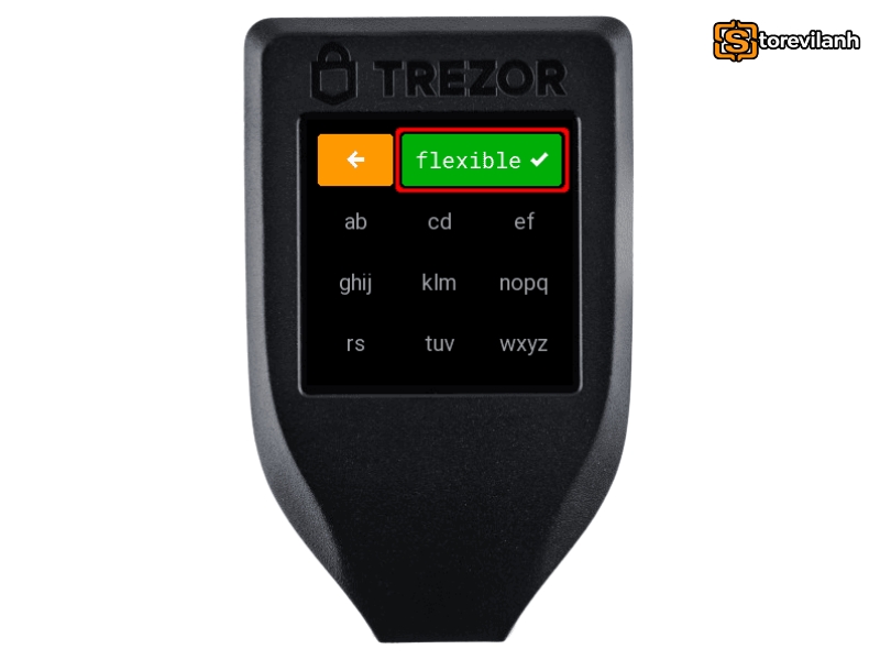 Sau khi nhận diện đủ k&yacute; tự, Trezor sẽ tự động đề xuất từ &ldquo;flexible&rdquo;